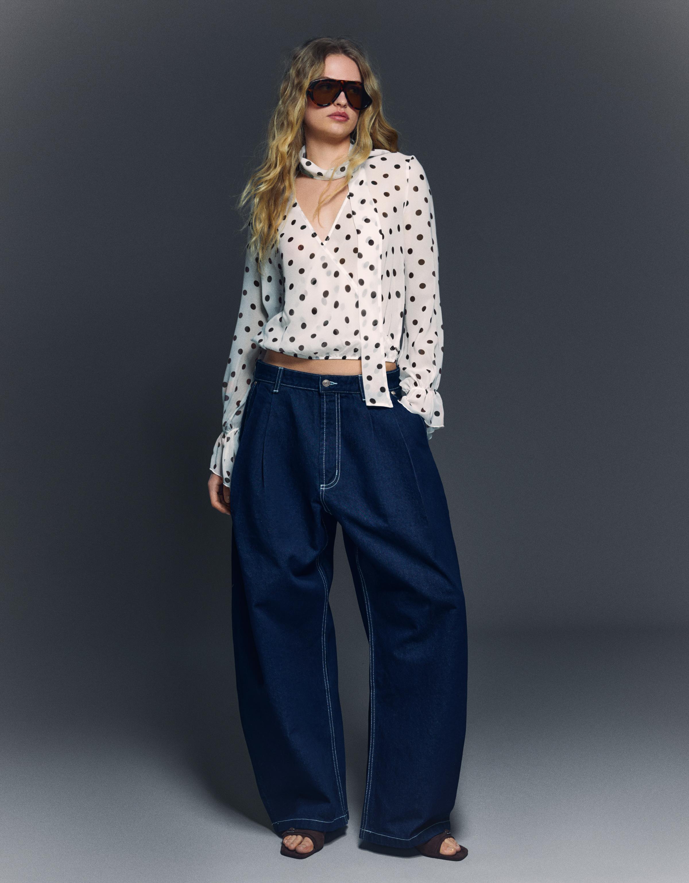 Uzun kollu kruvaze bluz - Görsel 103