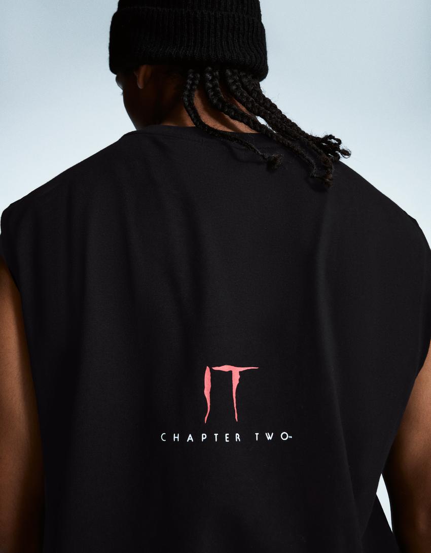 Camiseta IT sin mangas  print-Negro