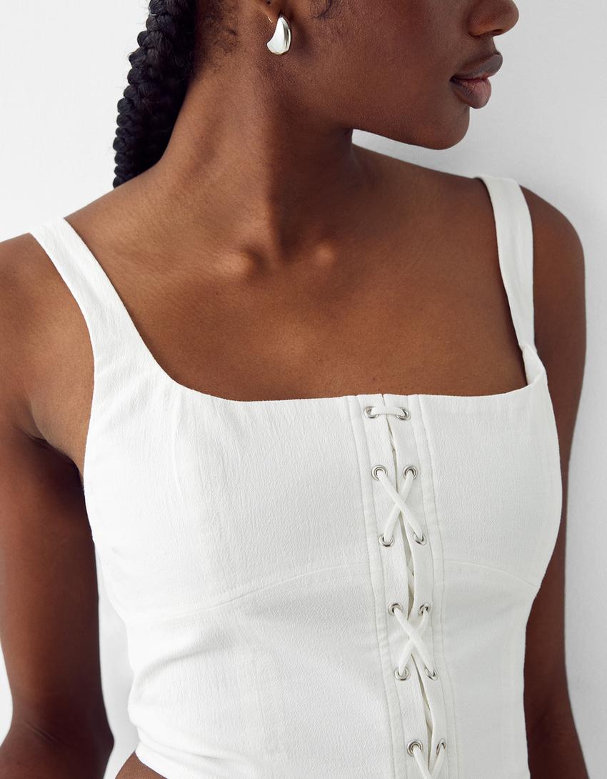 Tied crop top-White-5