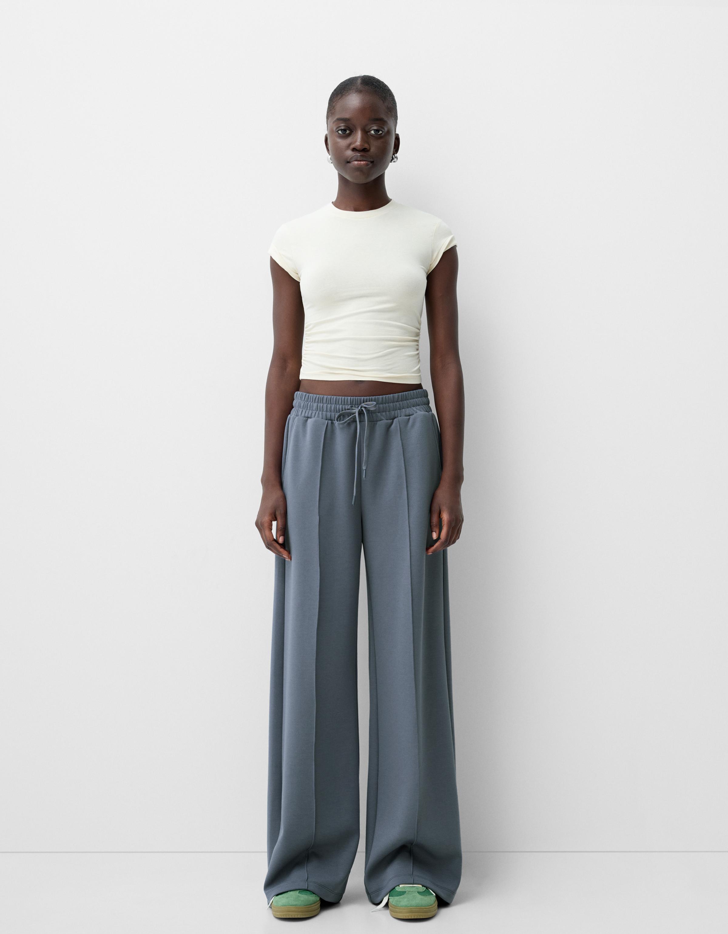 Soft touch wide leg trousers Women Bershka