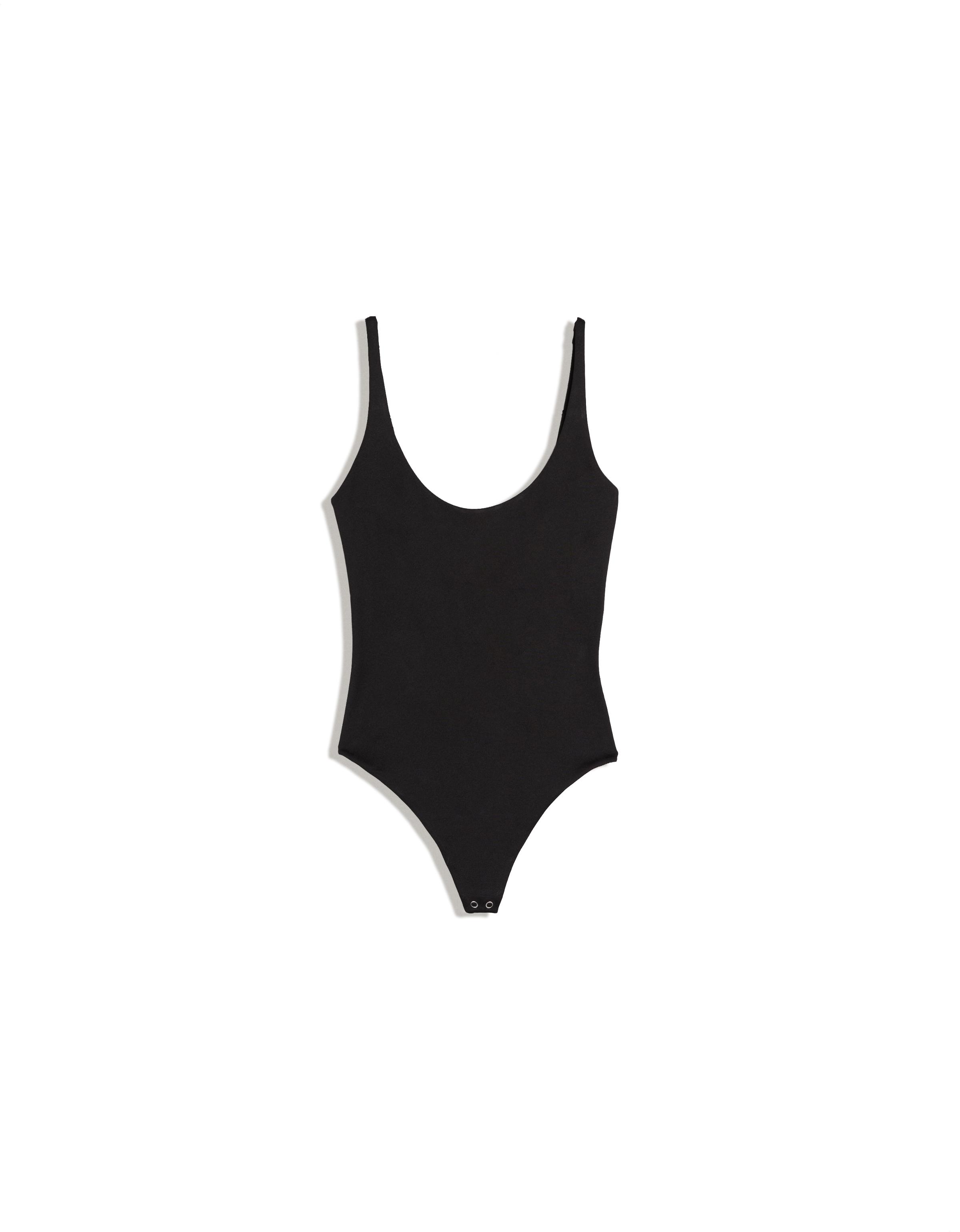 Round neck strappy bodysuit — Black