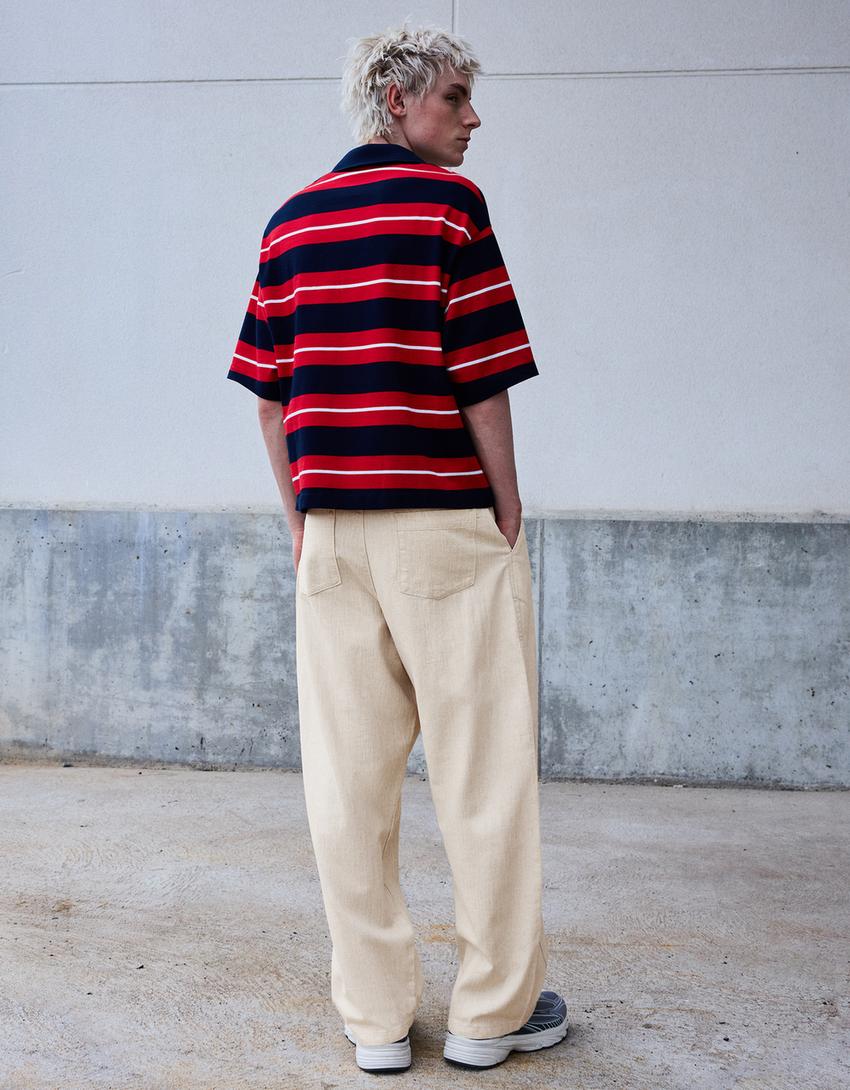 Super baggy trousers with linen-Sand