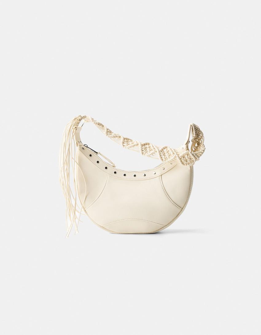 Macramé handle bag-Cream