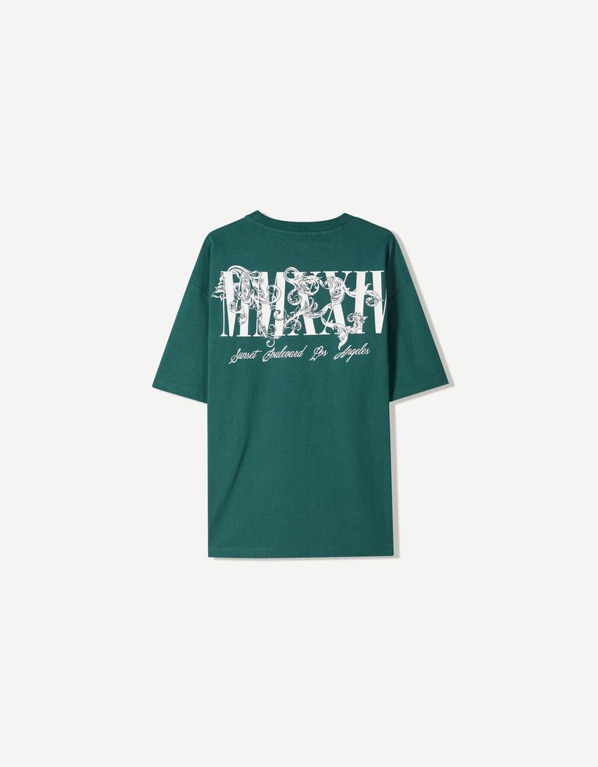 Desenli kısa kollu t-shirt-Yeşil-5