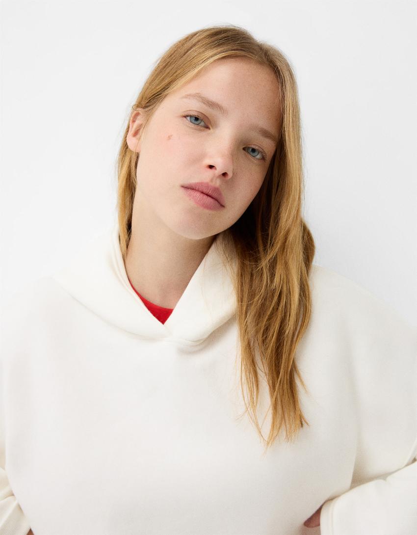 Sudadera felpa capucha-Blanco roto-2