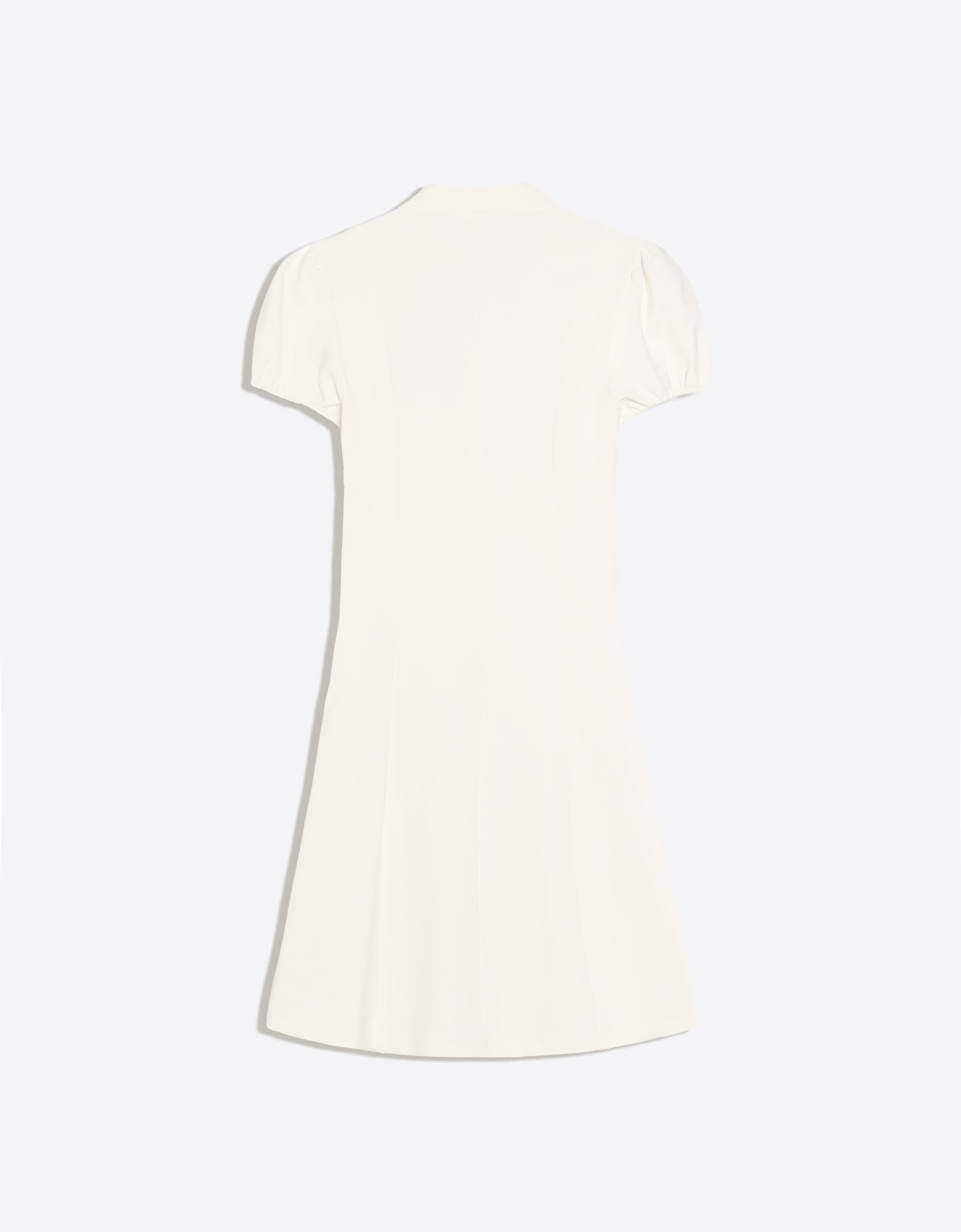 Mini dress with slit neckline — Off white