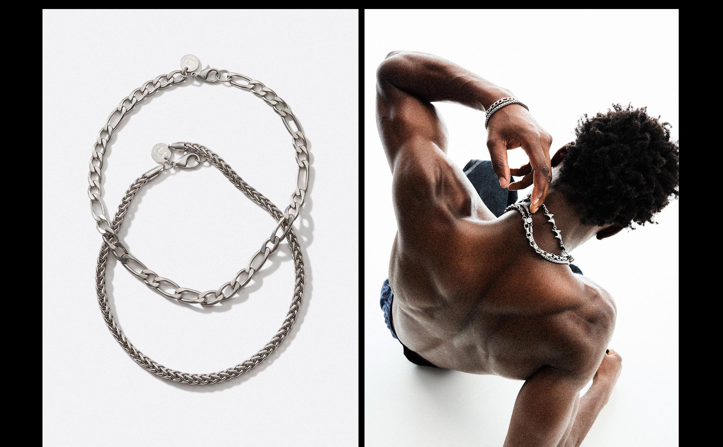 Pack of 2 steel chain bracelets — Silver
