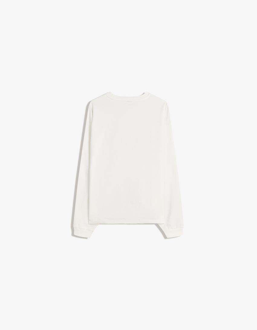 Camiseta manga larga boxy-Blanco roto-5