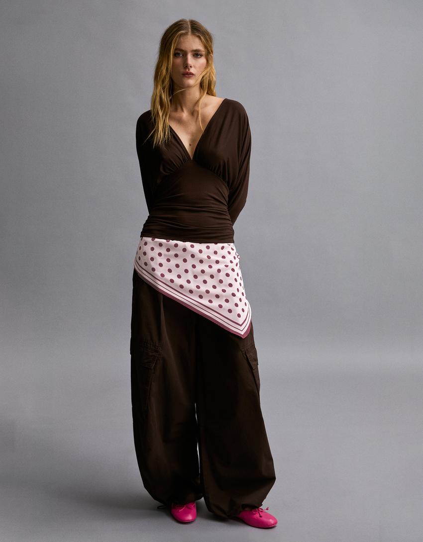 Lenço de bico às bolinhas-Rosa