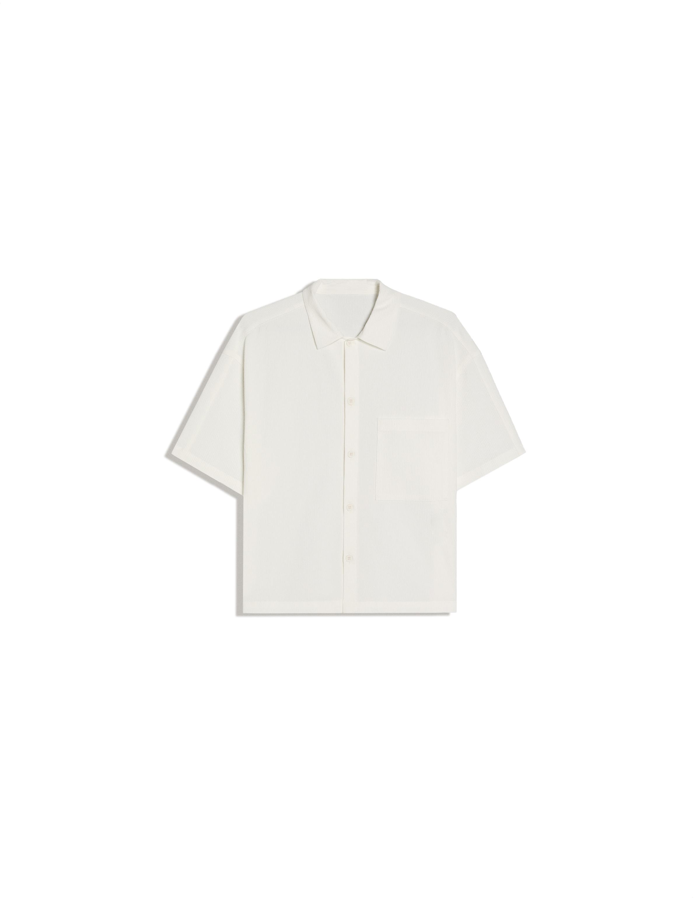 Pleated short sleeve boxy shirt — White