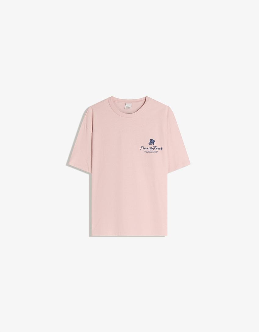 Camiseta manga corta print-Rosa