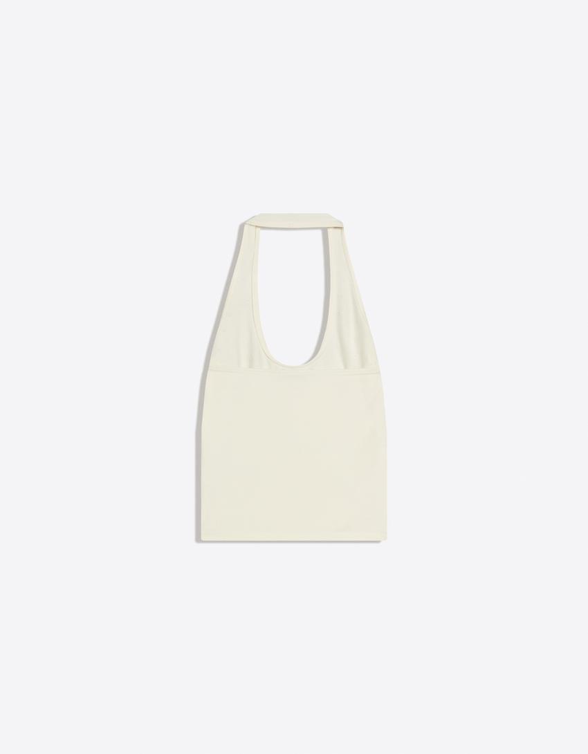 Halter top with buttons-Off white
