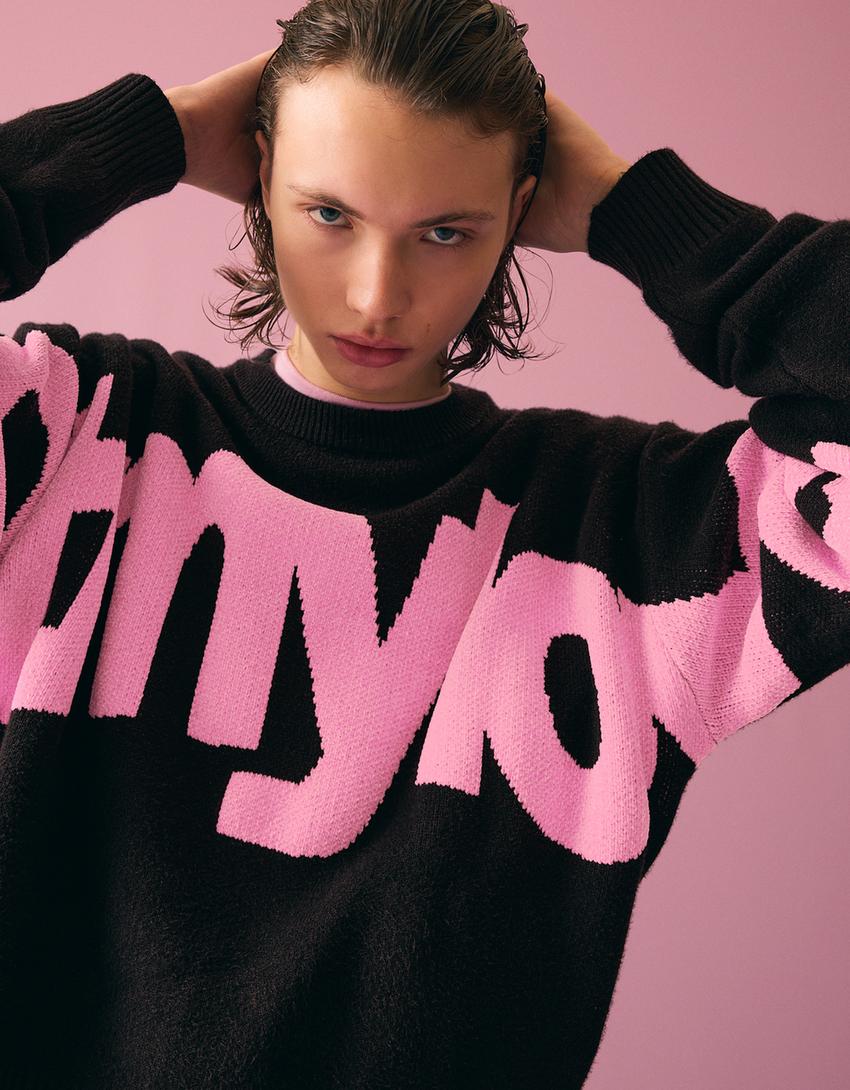 Chenille print jumper-Black