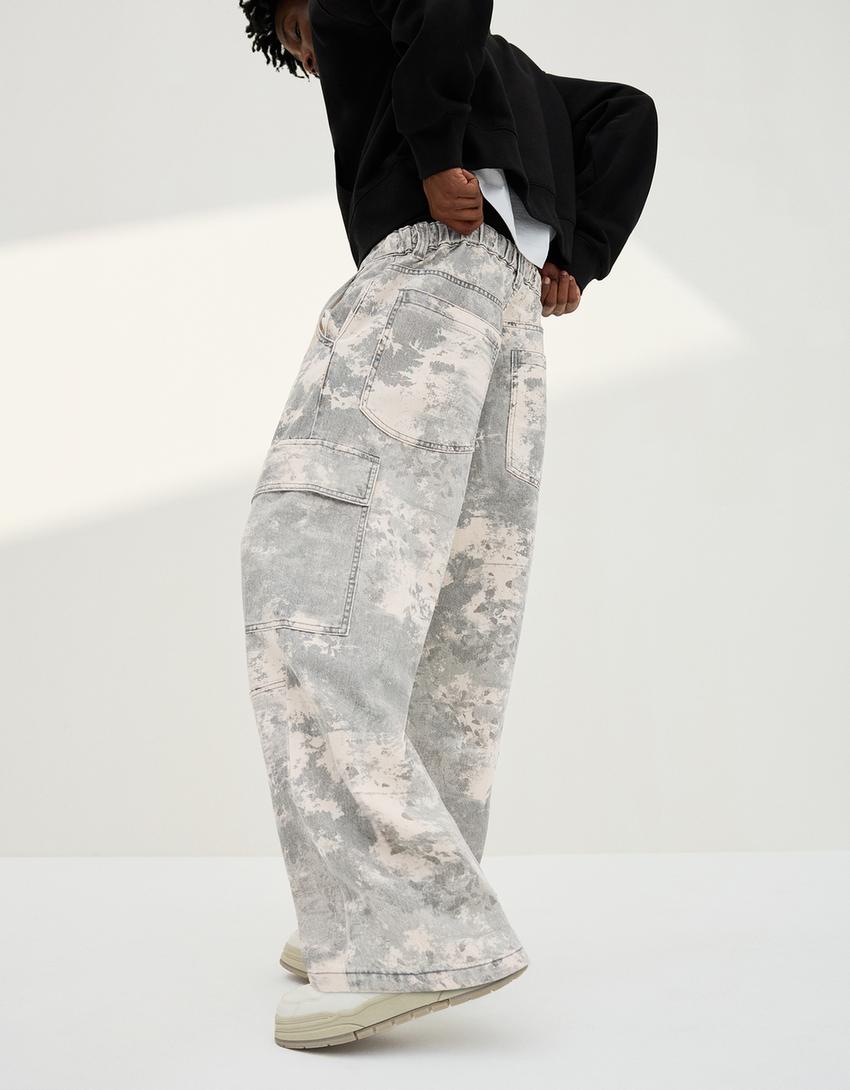 Jeans cargo parachute-Beige