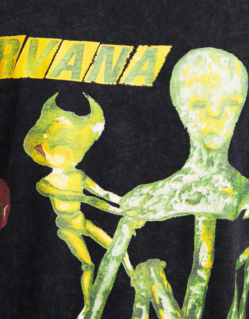 Printed short sleeve oversize Nirvana T-shirt-Grey