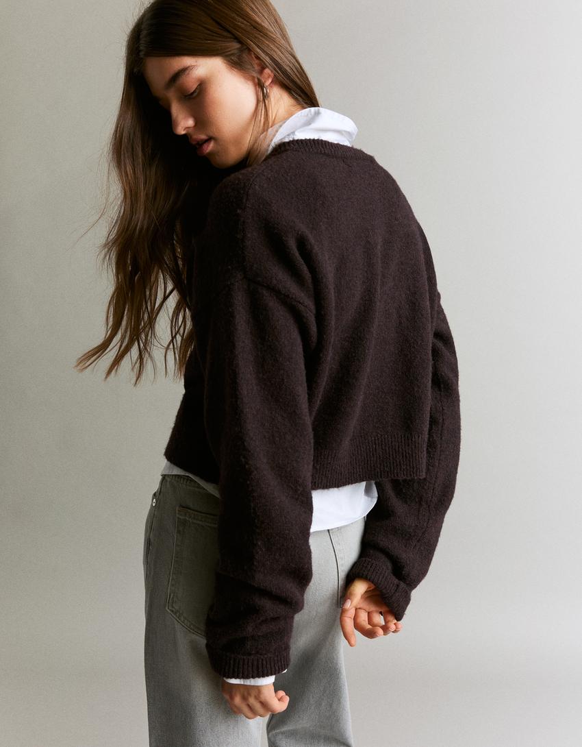 Càrdigan botons tacte suau-Marró