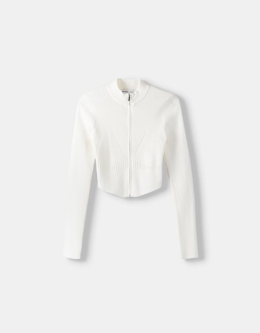 كارديغان مضلع بسحاب-كريمي-4