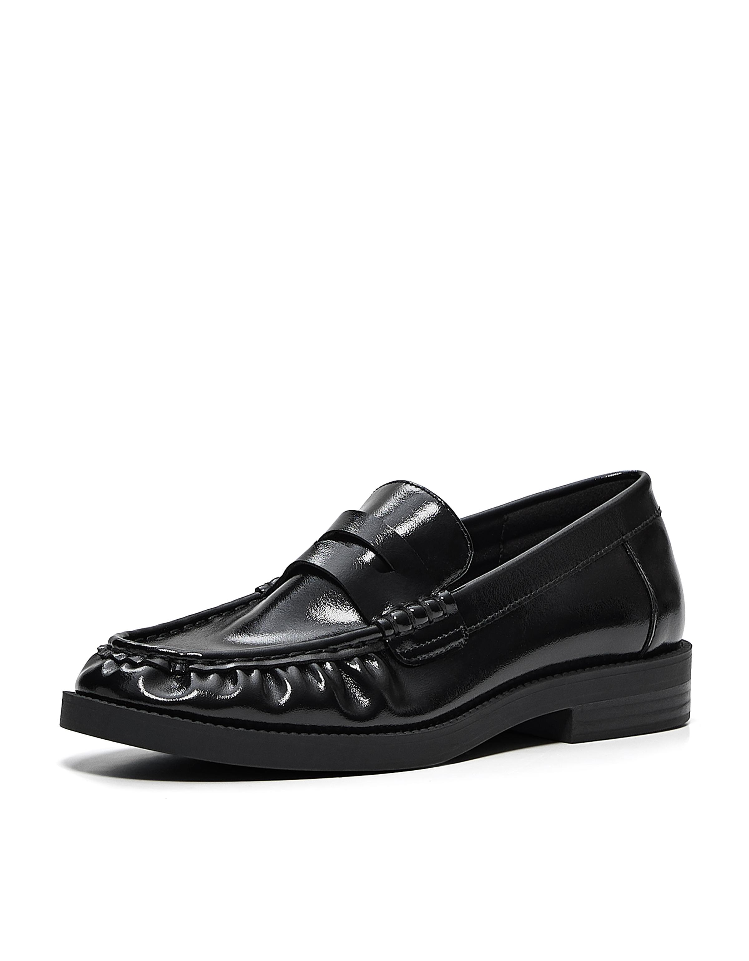 Ruched loafers — BLACK