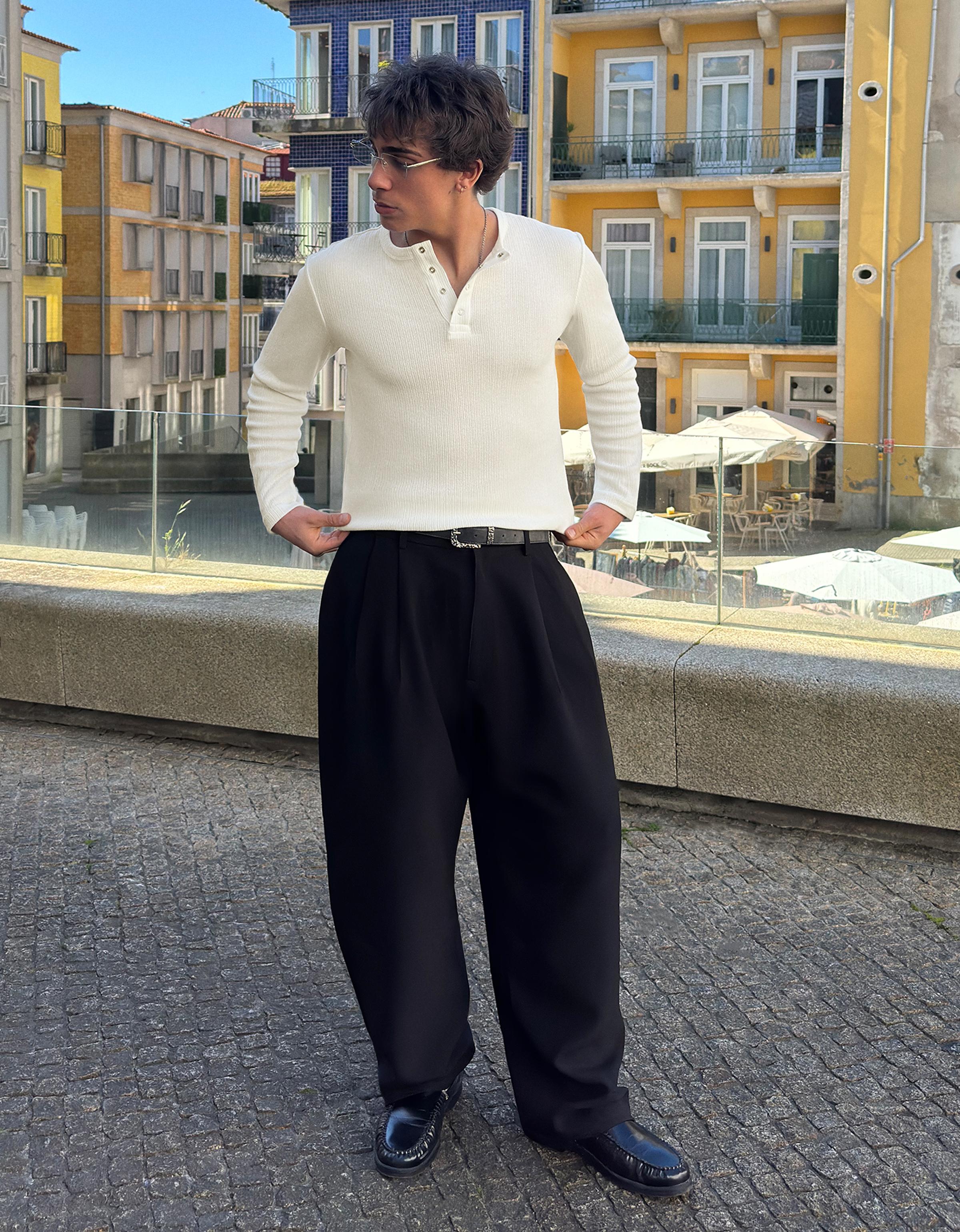 Düğmeli yaka dokulu t-shirt - Görsel 22