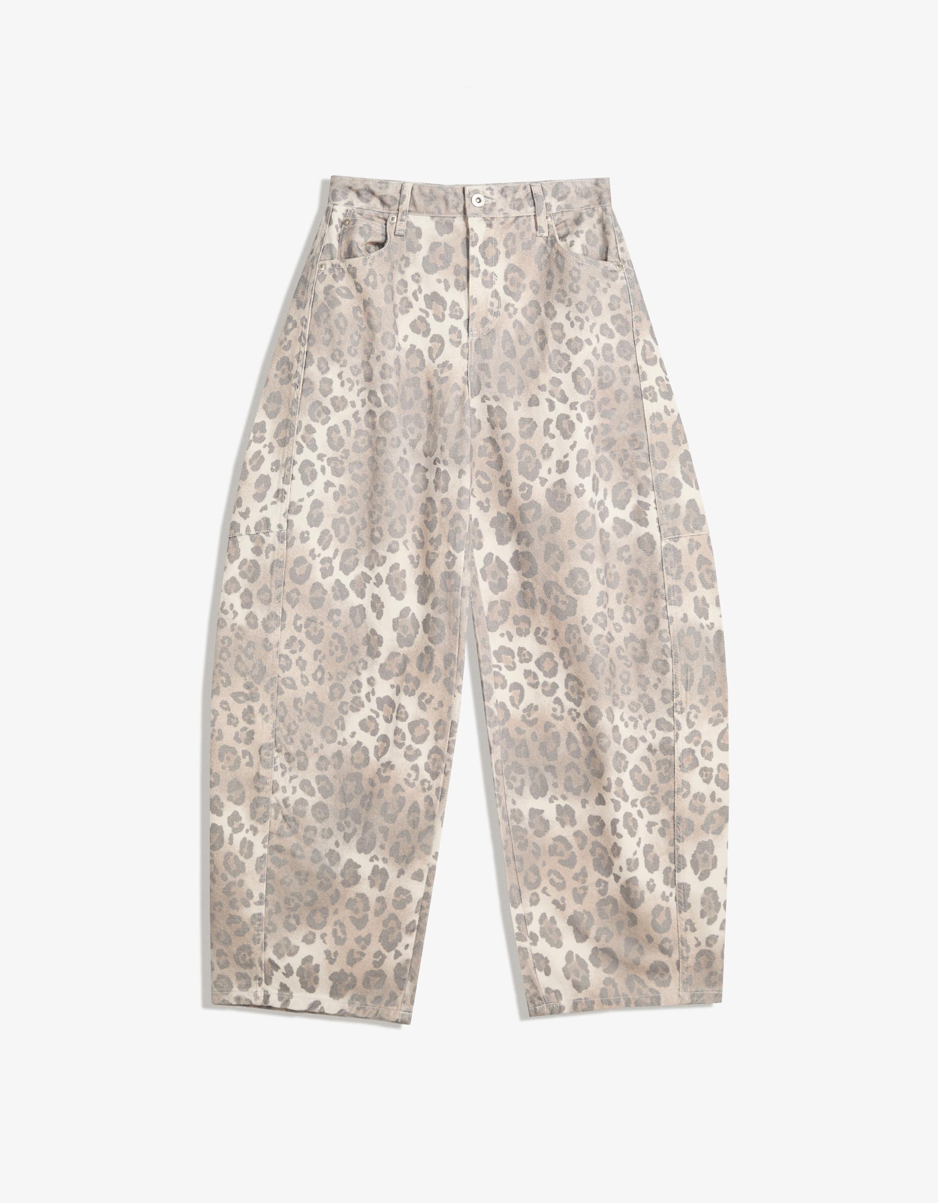 Pantalon barrel fit imprimé Femme Bershka