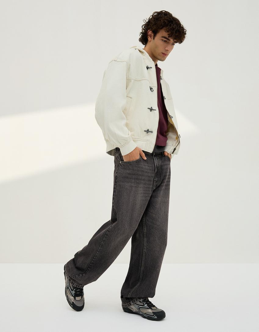 Jeans baggy-Gris oscuro