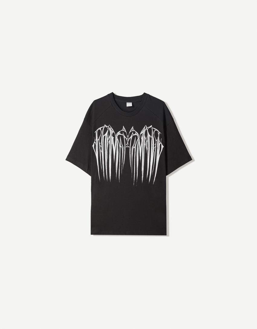Camiseta manga corta print-Negro-4