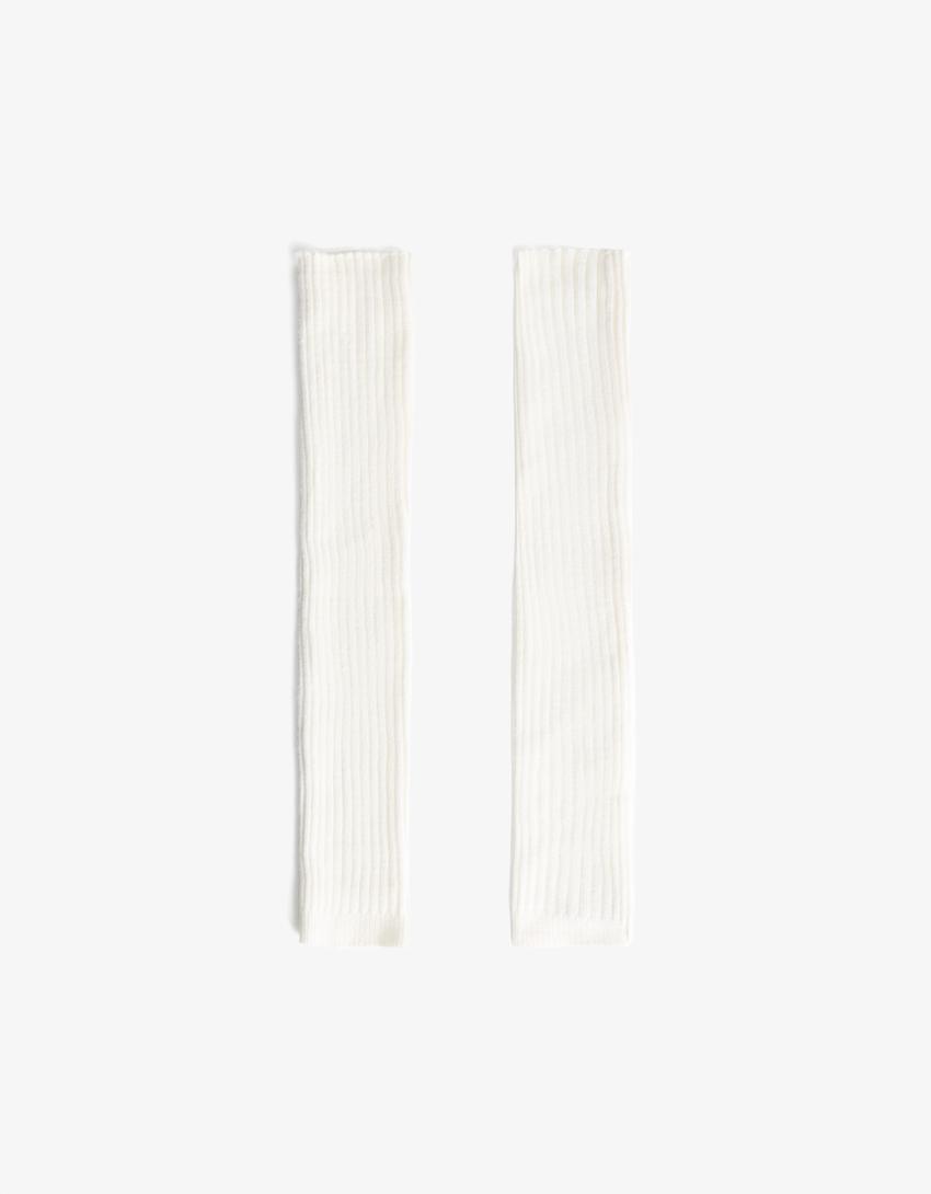 Ribbed leg warmers-Cream