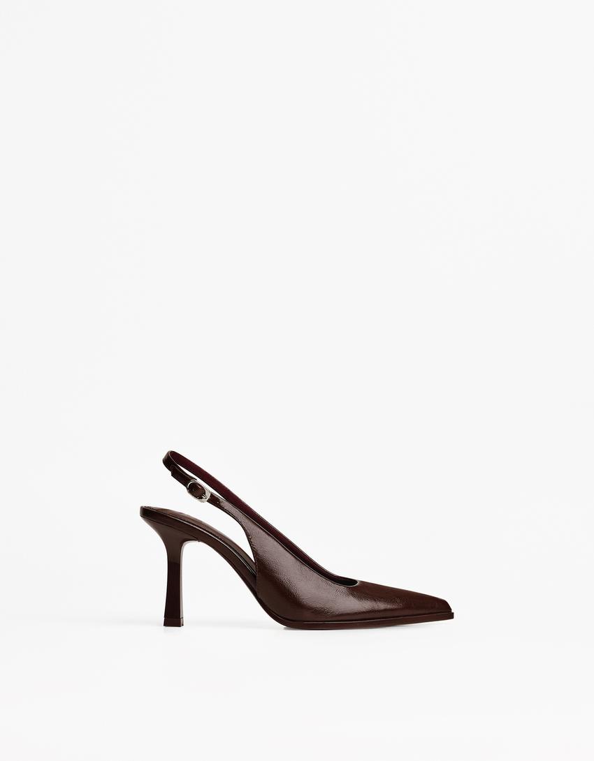 Højhælede slingback-sko-Brun