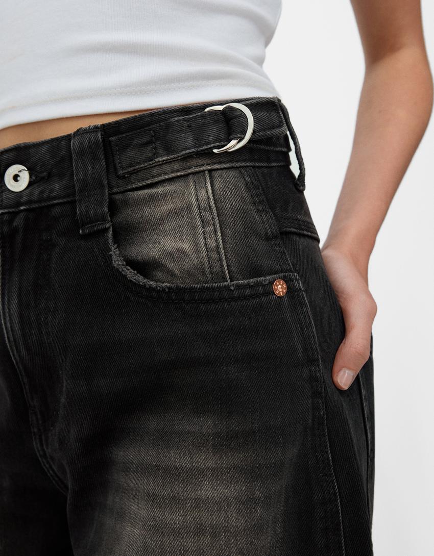 Adjustable balloon fit carpenter jeans-Brown-5