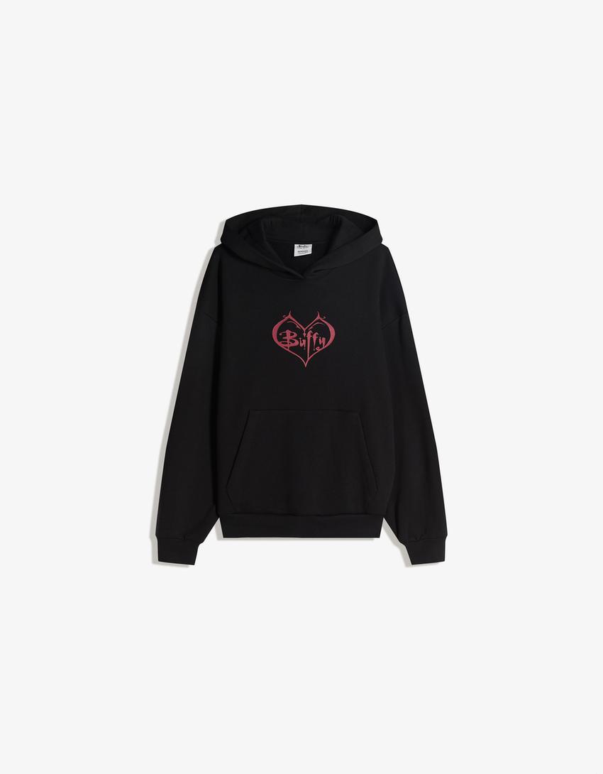 Buffy the Vampire Slayer print hoodie-Black