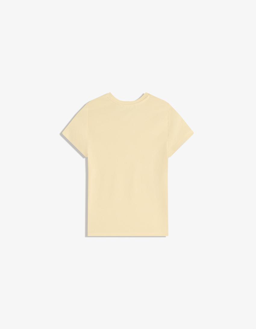 T-shirt à manches courtes et col rond-Jaune-4