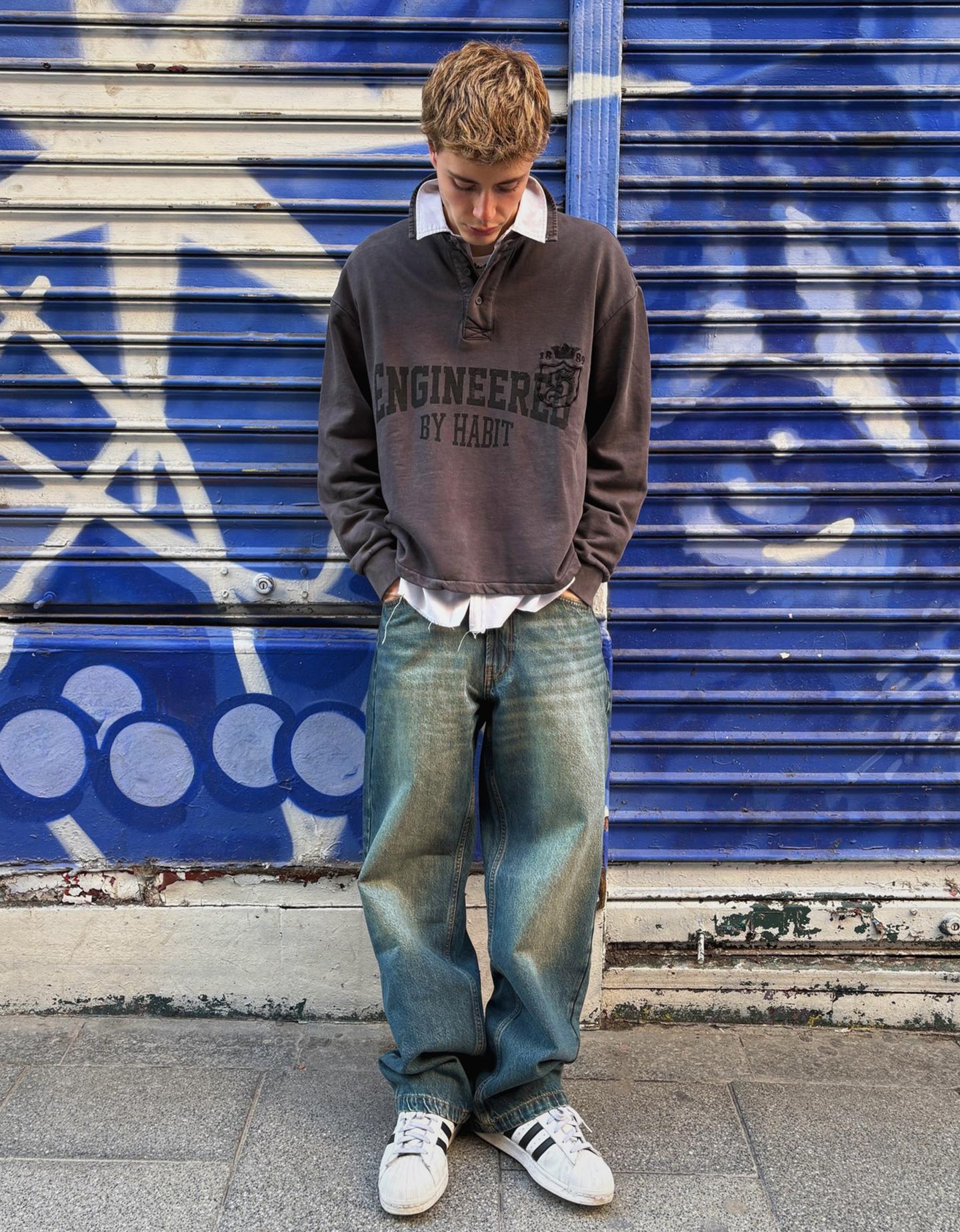 Bershka jeansy o kroju baggy zielony
