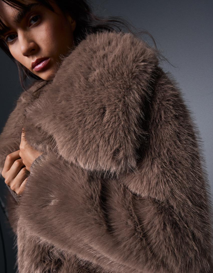 Furry jacket with lapel-Mink