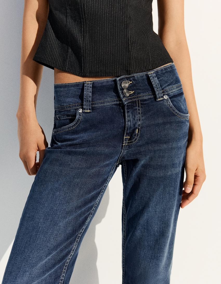 Düşük bel bootcut jean-Denizci mavisi