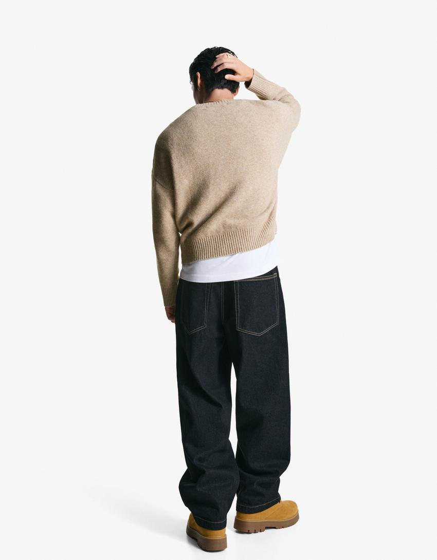 Cropped jumper-Camel-1